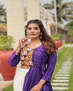 Traditional purple lehenga choli with real mirror and gamthi embroidery work