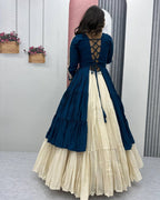 Pure cotton blue lehenga choli with real mirror work for festive wear