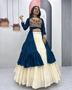 Navratri special blue lehenga choli with 9 meter flair and stitched blouse