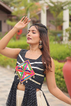 Stylish Black Lehenga Choli with Gamathi Work, ready to wear for festivals