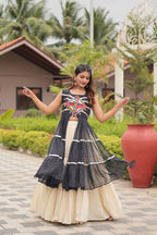 Elegant Black Lehenga Choli Gamathi Work, comfortable outfit for Navratri