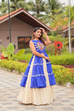 Navratri Designer Blue Lehenga Choli with Gamathi Work Cotton Set