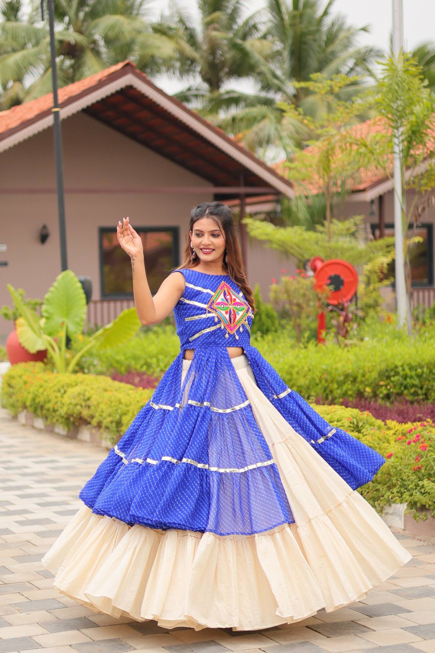 Designer Lehenga Choli Blue with Gamathi Work Stylish Navratri Outfit