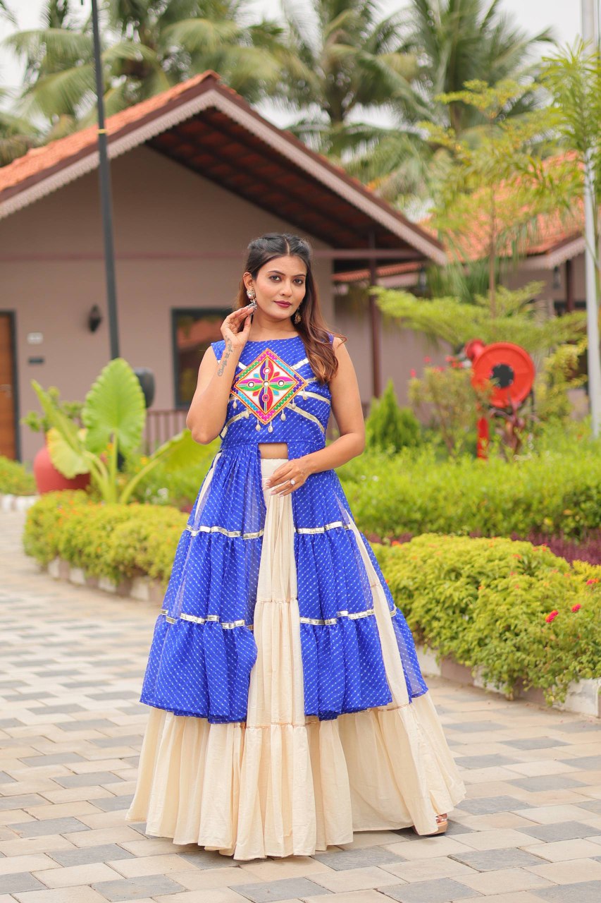 Designer Blue Lehenga Choli with Gamathi Work for Navratri Garba Night
