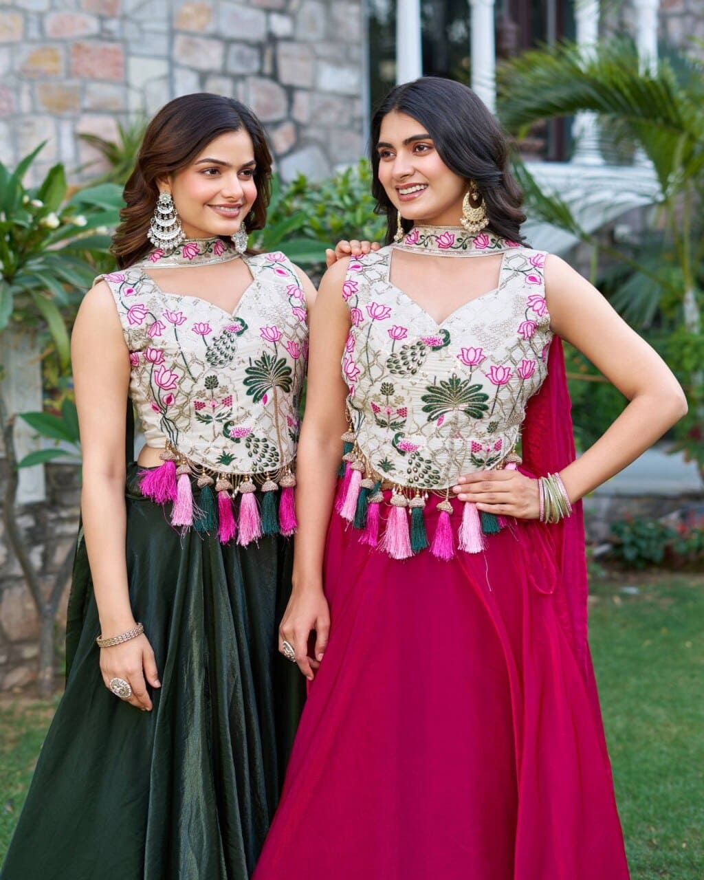 Traditional Pink Lehenga Choli with dupatta, silk fabric and heavy embroidery design