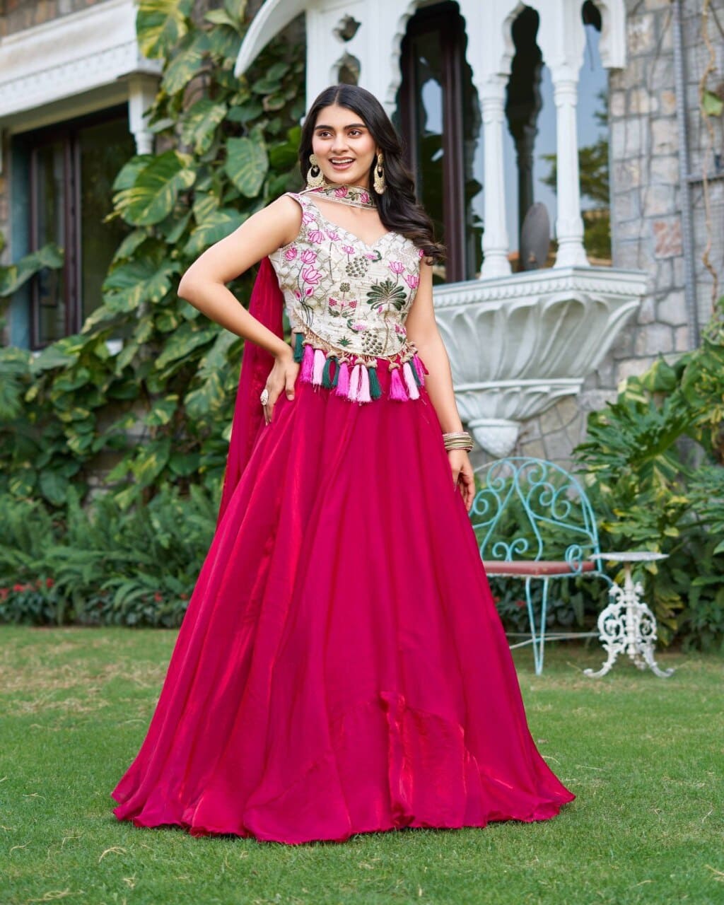 Stylish Pink Lehenga Choli for wedding and festive wear with premium silk fabric