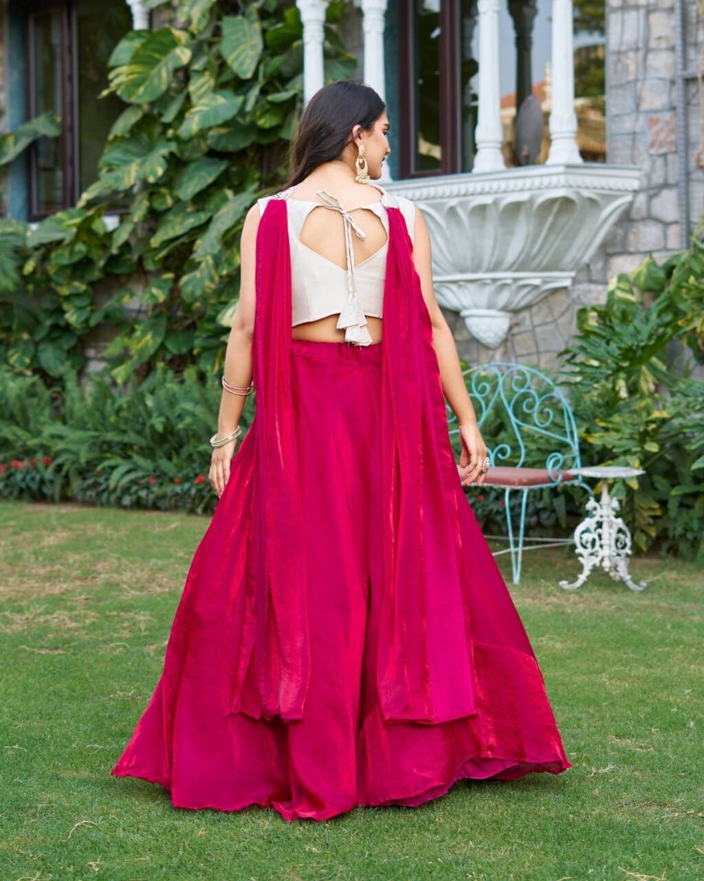 Pink Silk Lehenga Choli fully stitched with sequence and thread embroidery work