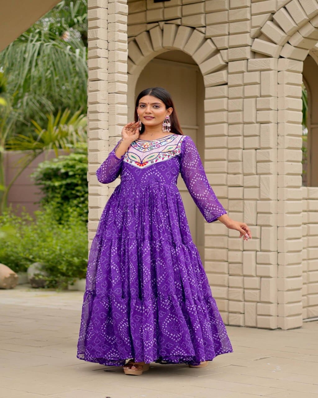 Stylish Purple Embroidered Gown for Women Navratri Wear