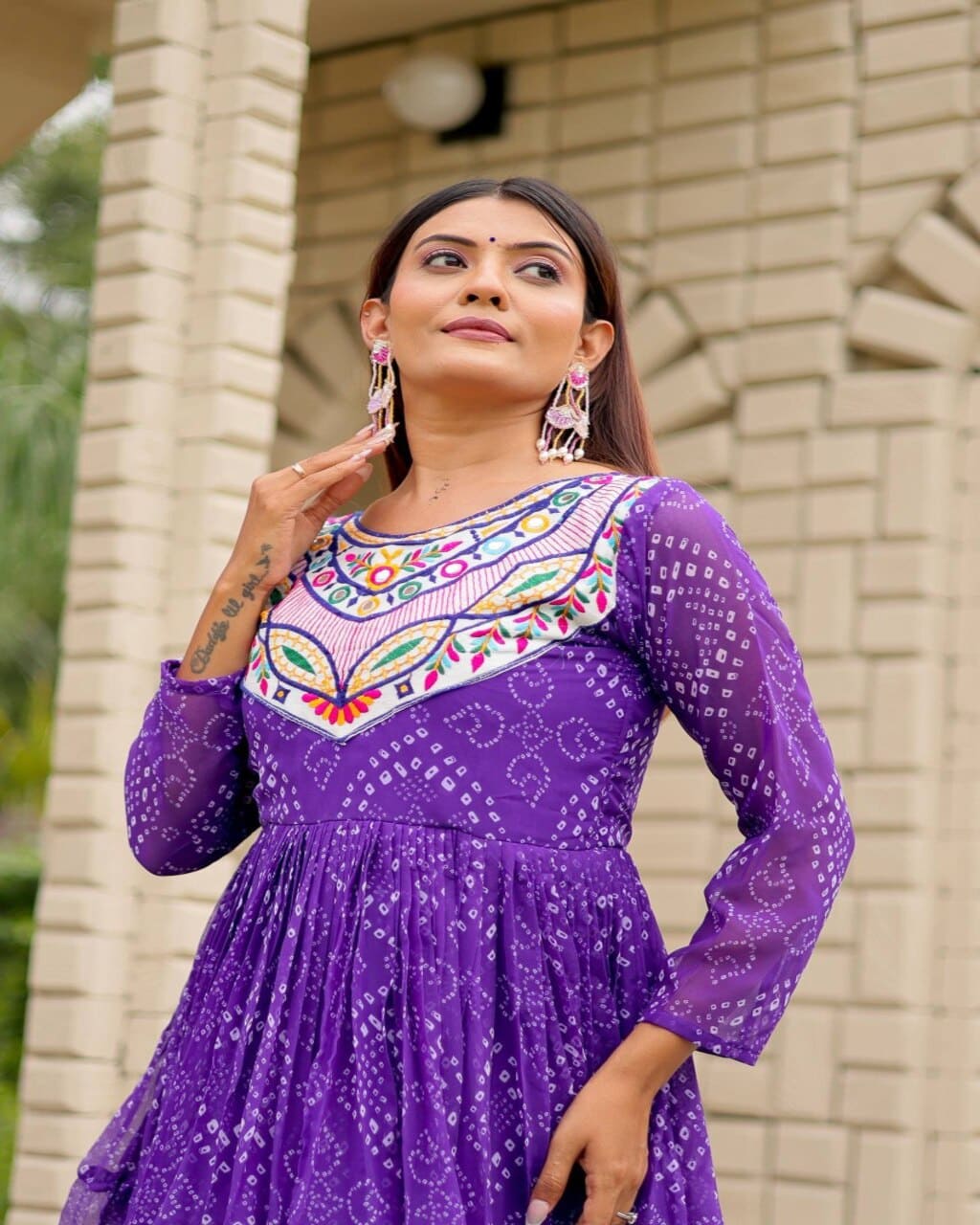 Stylish Purple Embroidered Gown for Women Navratri Wear