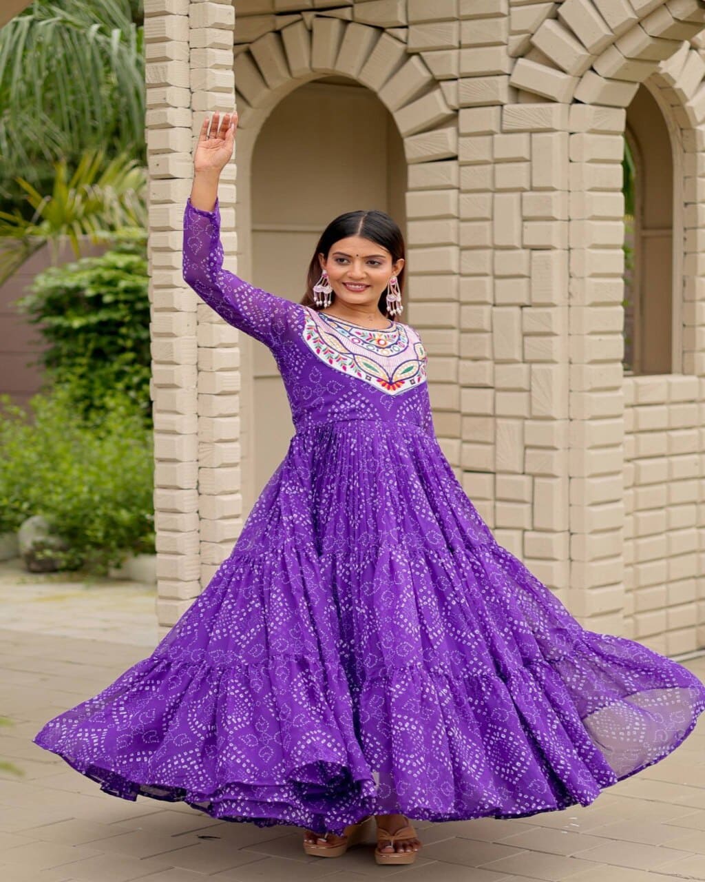 Stylish Purple Embroidered Gown for Women Navratri Wear