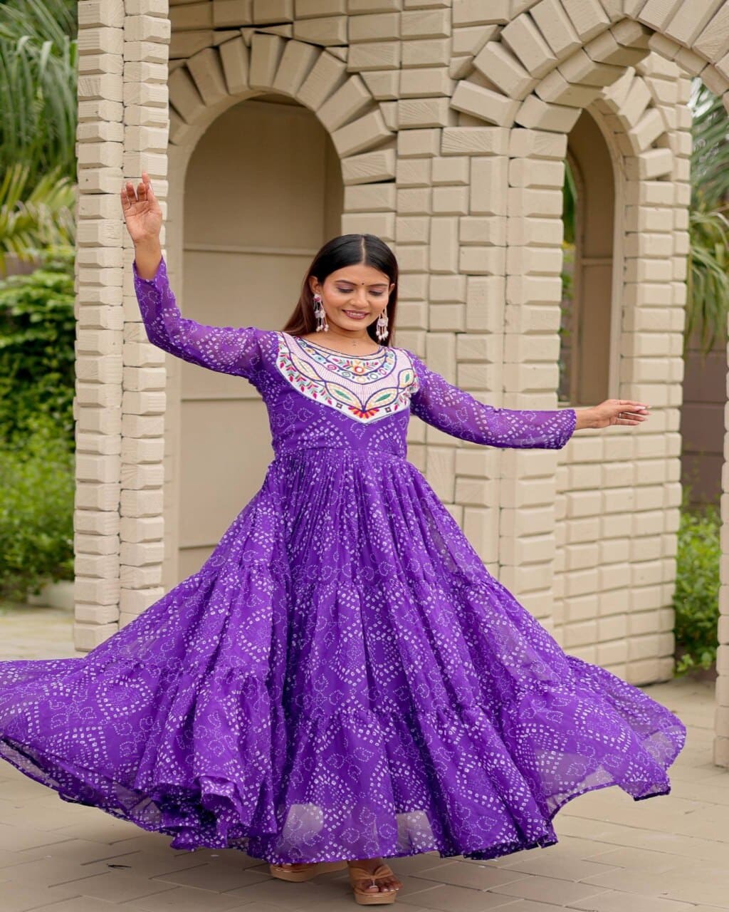 Stylish Purple Embroidered Gown for Women Navratri Wear
