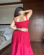 Elegant Pink Indo Western Skirt Outfit with Cape Dupatta for Festive and Party Wear