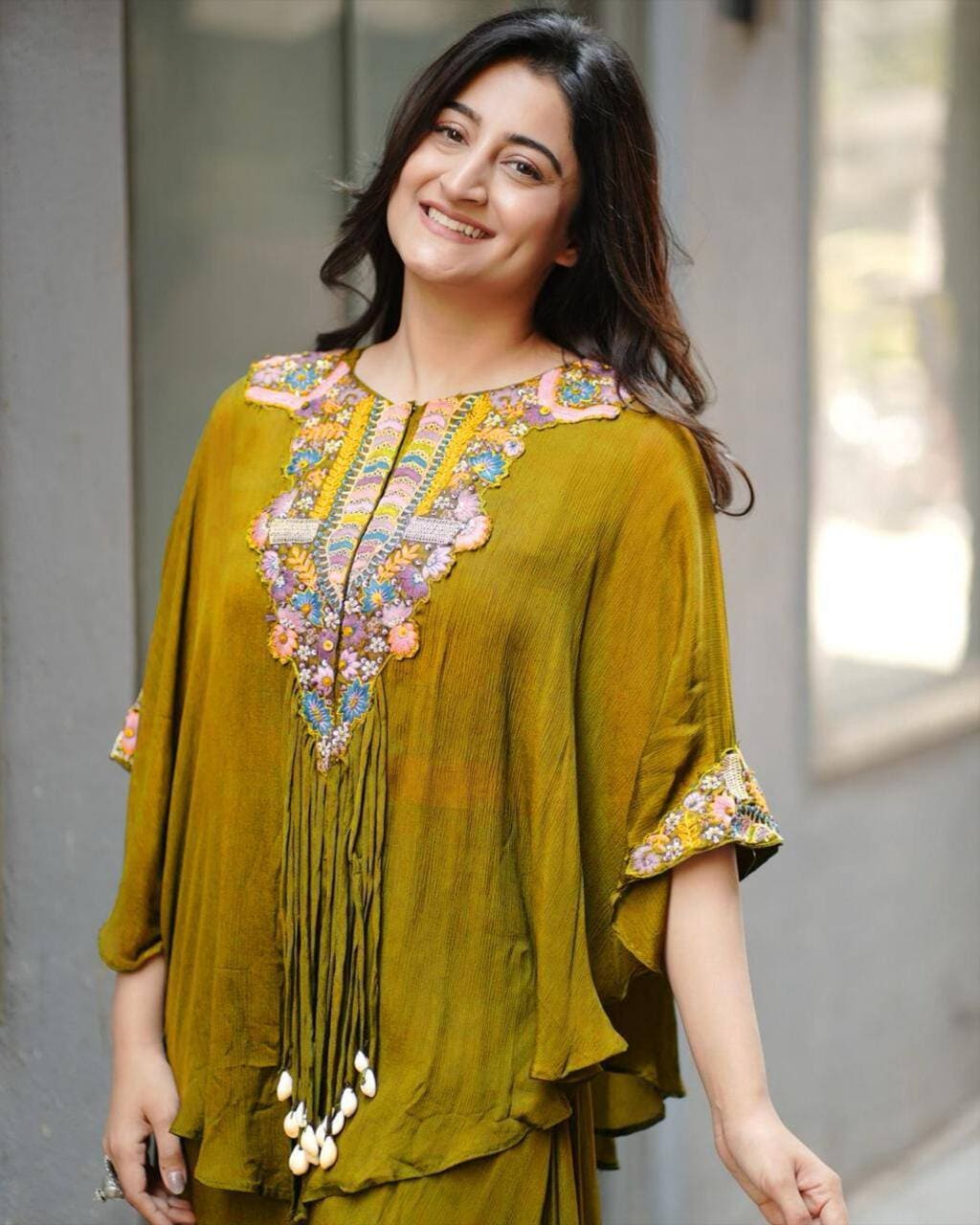 Trendy Mustard Indo Western Outfit for Women featuring embroidered top, blouse and plazzo