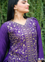 Festive Wear Purple Chinon Sharara Suit with Dupatta