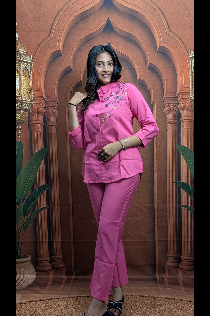 Elegant Pink Co-Ord Set for Women Casual Wear