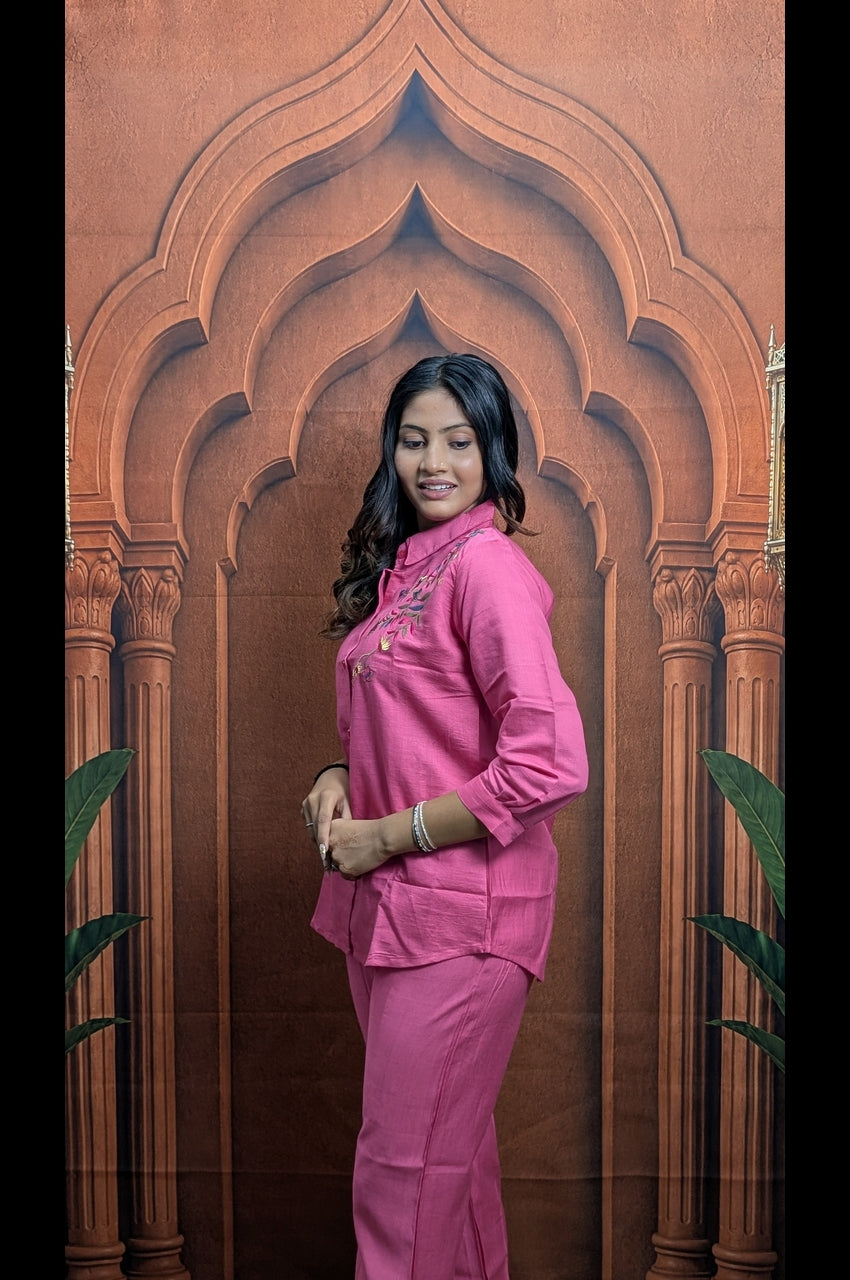 Elegant Pink Co-Ord Set for Women Casual Wear