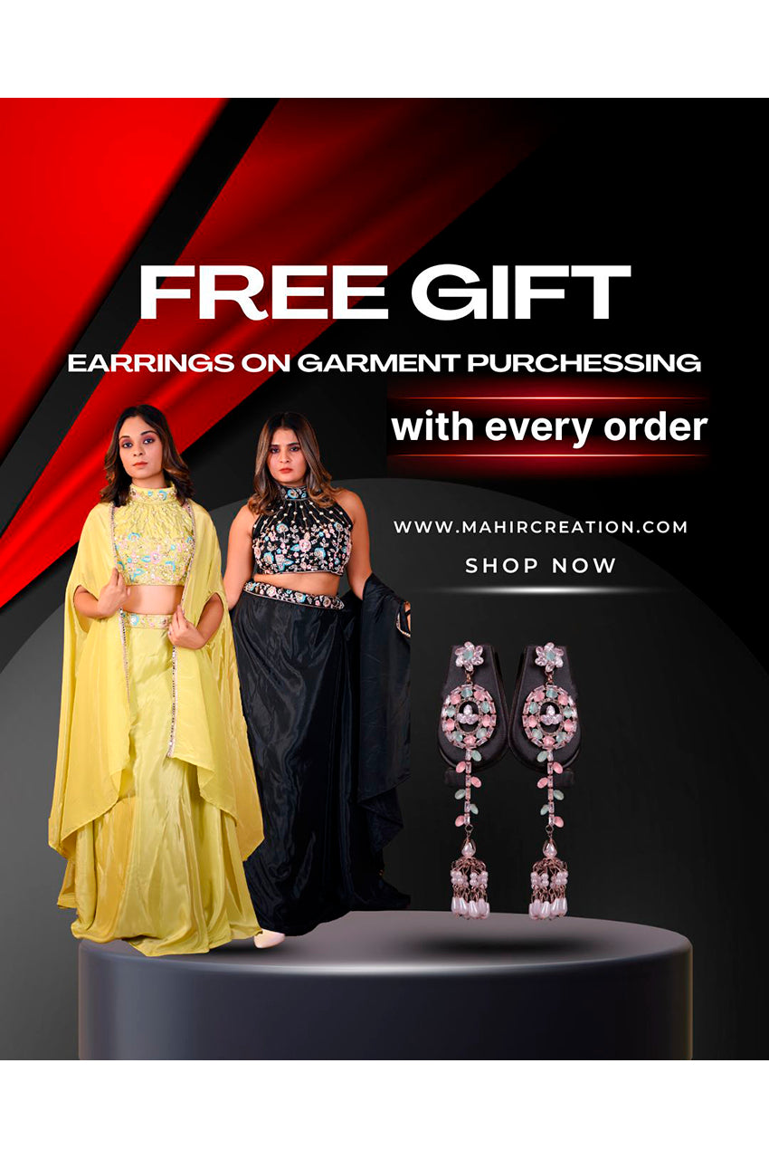 Parrot indo western lehenga set with free necklace gift stylish festive wear outfit for women