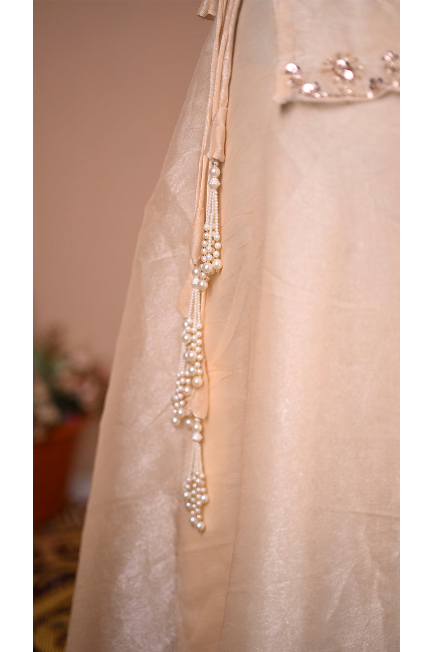 Trendy Cream Indo Western Lehenga Set for Women Latakan Look Perfect for Wedding and Festive Wear