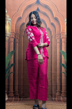 Designer Pink Vartican Embroidered Co-Ord Set Heavy Embroidery Work Detail on Premium Vartican Fabric