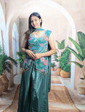 Premium elegant green position print palazzo suit for women with beautiful beads work and stylish ethnic wear