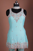 Firozi plazo set real look for women stylish designer outfit for festive and party wear