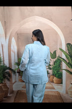 Elegant Firozi Mal Chanderi Co-Ord Set for Women Back View in Premium Mal Chanderi Fabric Fully Stitched