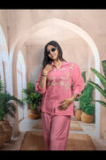 Stylish Gajari Mal Chanderi Co-Ord Set for Women Front View with Elegant Embroidery Work and Fully Stitched Design
