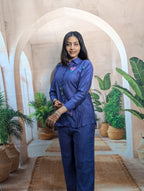 Premium Vartican fabric detail of Elegant Light Blue Embroidered Co-Ord Set for Women with soft texture finish
