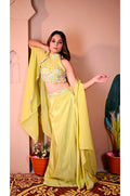 Parrot indo western lehenga set front view for women stylish wedding and festive wear outfit