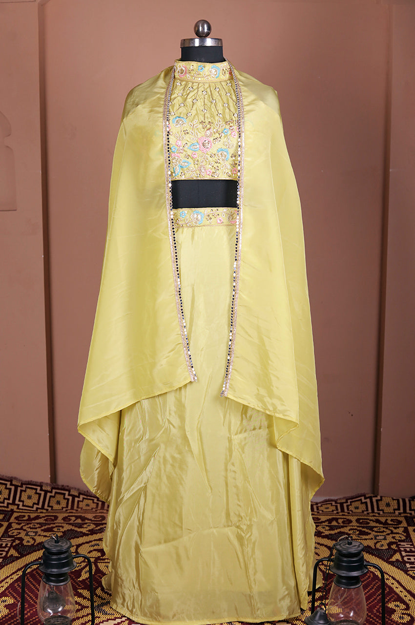 Parrot indo western lehenga set real full look stylish ethnic party wear outfit for women