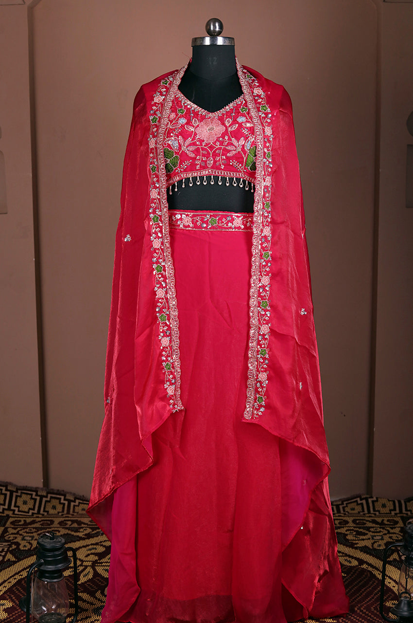 Pink indo western lehenga set real look with premium fabric and elegant design for party and festive wear