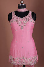 Pink Plazo Set with Fancy Dupatta Real Look for Women Party and Festive Wear