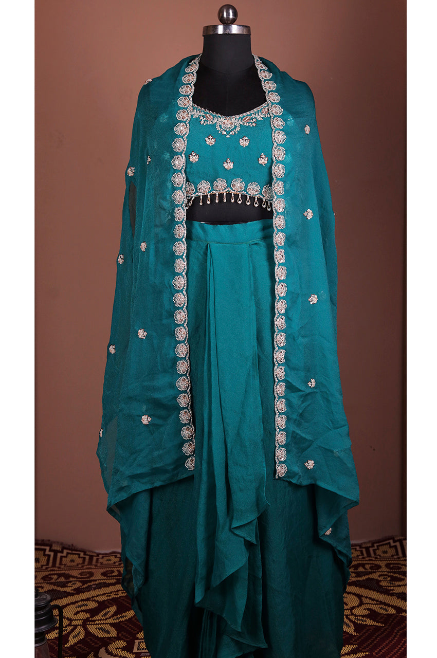 Designer Rama Indo Western Skirt Set Wedding Wear