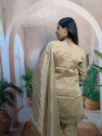 Royal Golden Salsa Designer Palazzo Suit for Women Back View in Premium Salsa Fabric Fully Stitched
