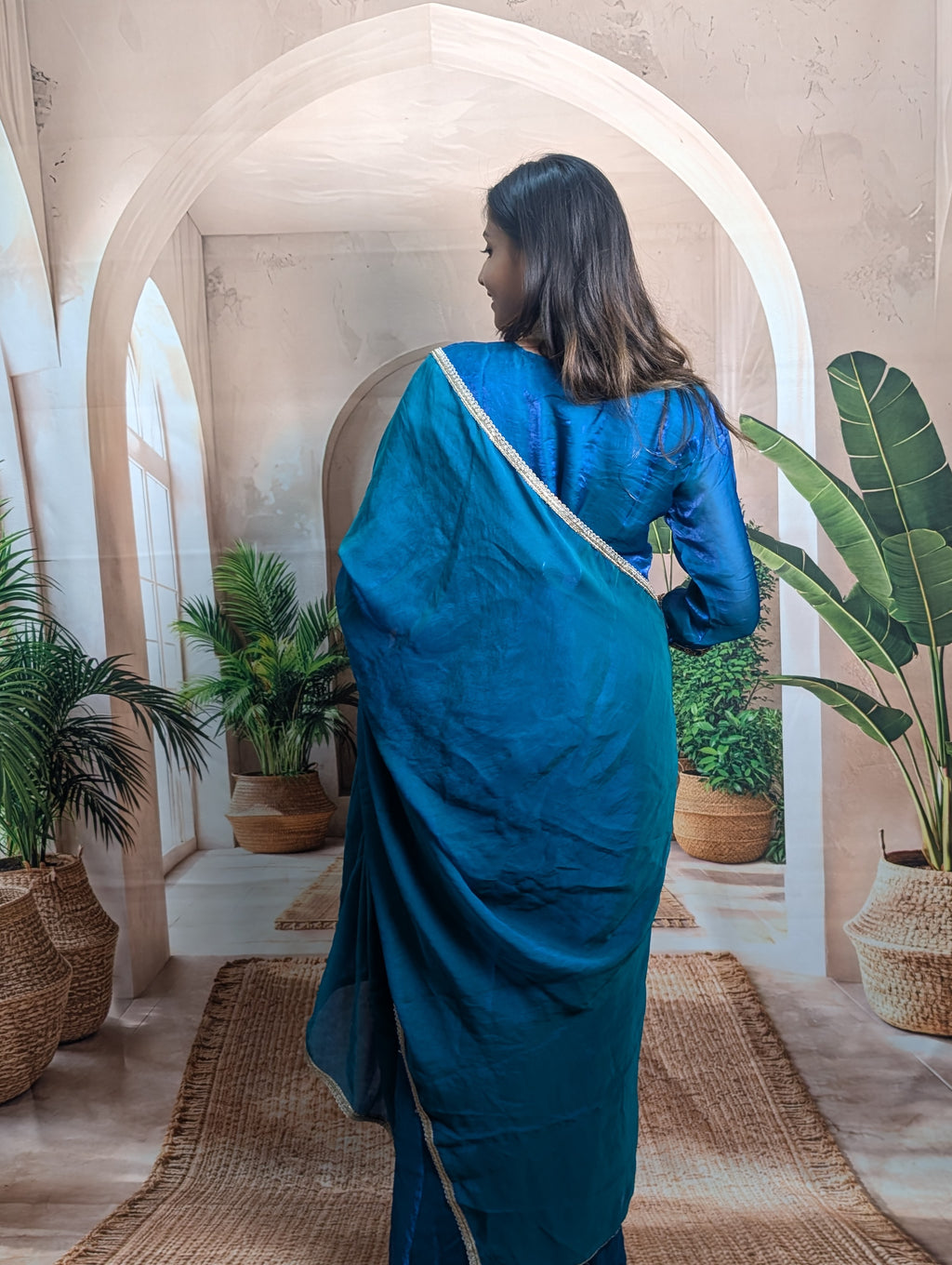 Royal Rama Fendy heavy beaded wedding palazzo set back view for women with graceful traditional fashion