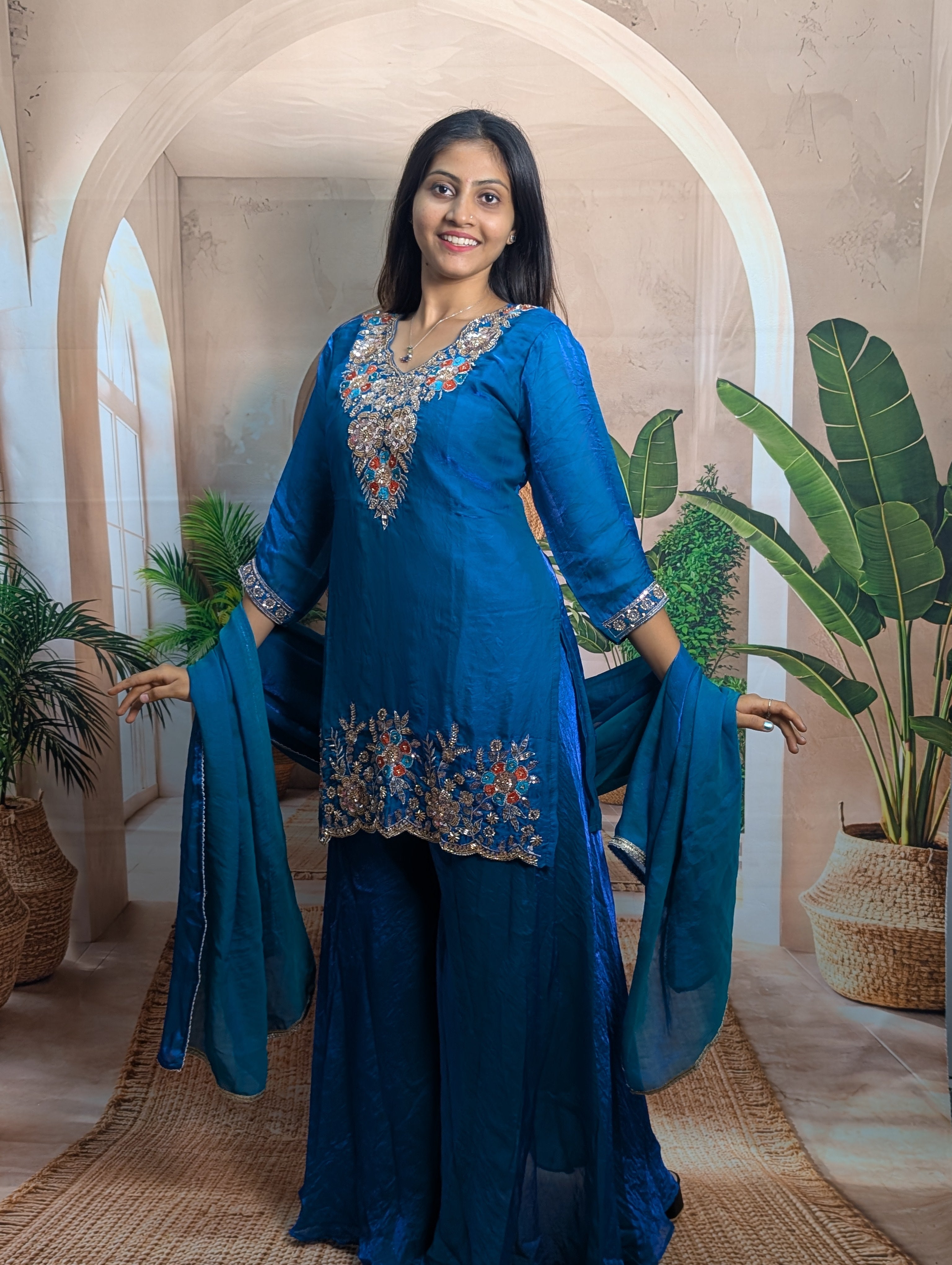 Royal Rama Fendy heavy beaded wedding palazzo set full view for women with luxurious ethnic elegance