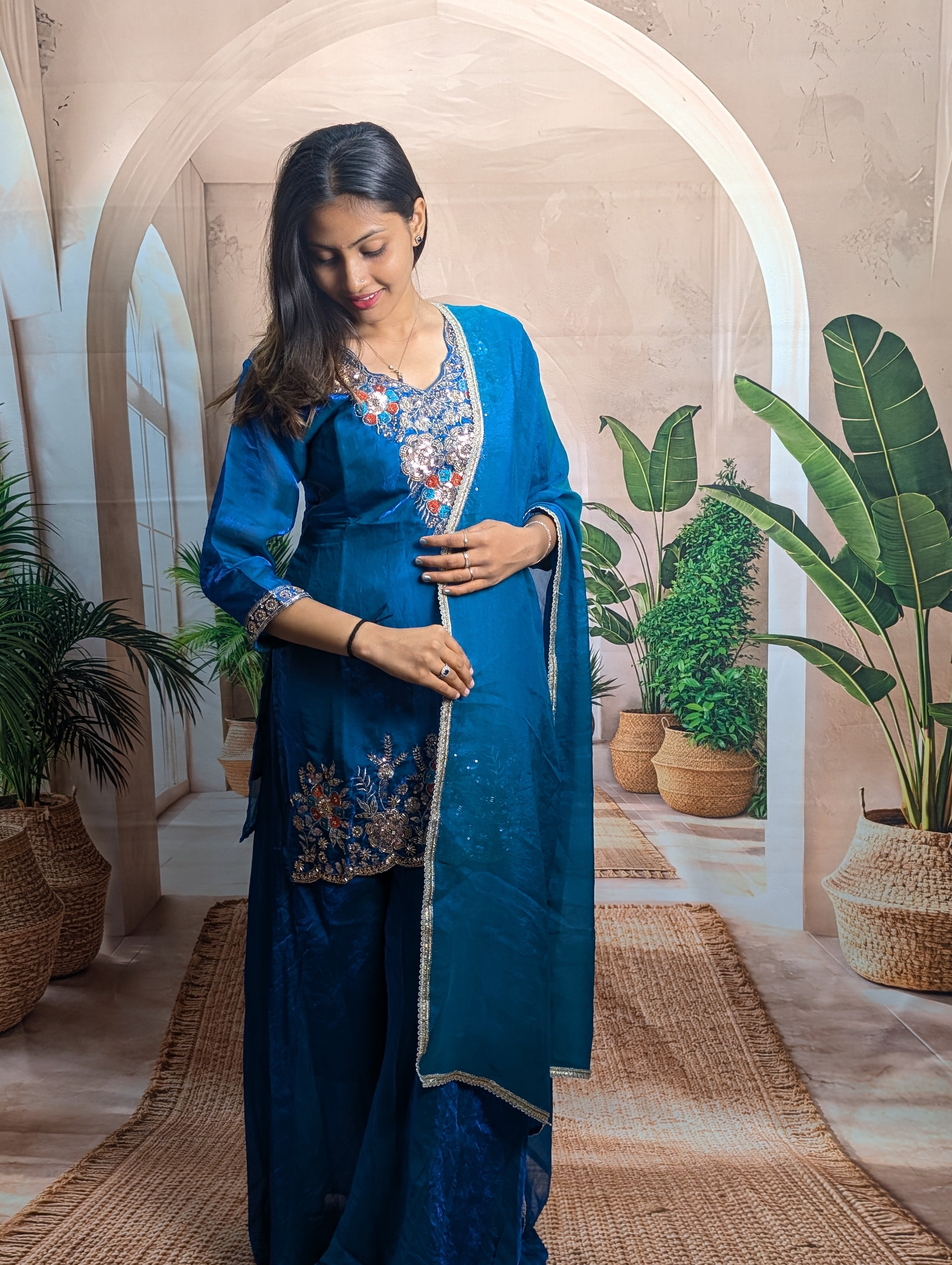 Royal Rama Fendy wedding palazzo set with elegant 2 meter dupatta for festive and wedding wear